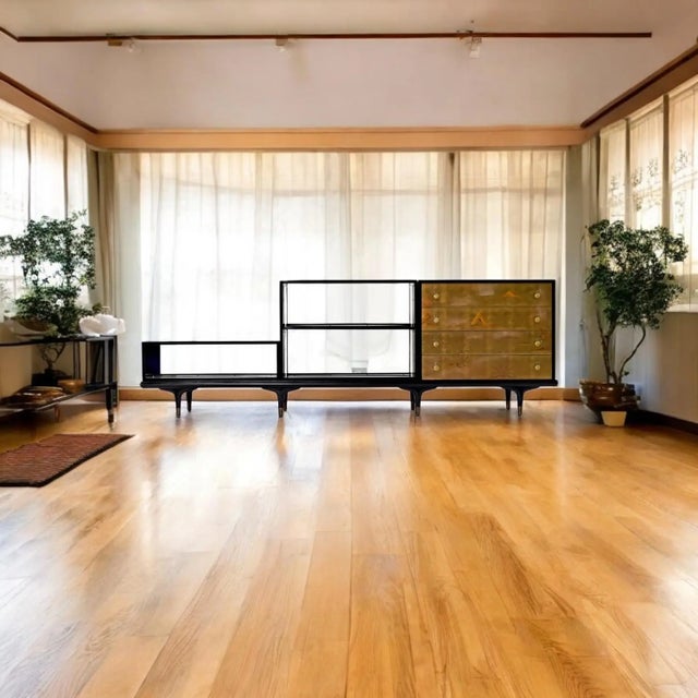 Edward Wormley Dunbar 4-Piece Black Lacquer Asian Modern Modular Credenza For Sale - Image 6 of 13