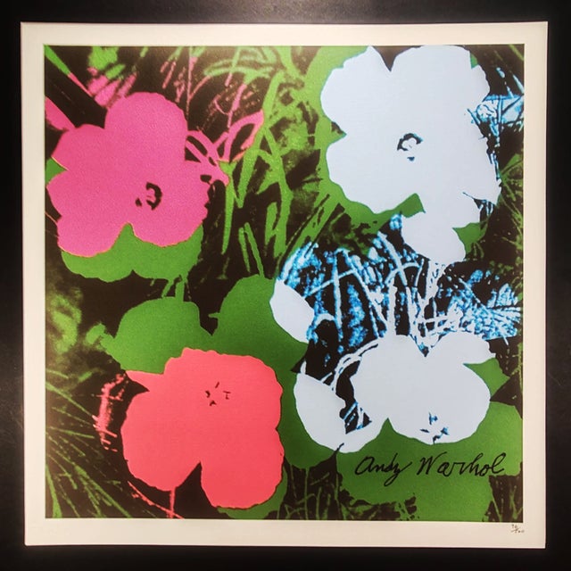Andy warhol "flowers" limited edition lithograph by cmoa. limited edition lithograph n 96 / 500 - numbers signed in...