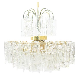 3-Tier Glass Tube Chandelier by Doria, 1960s For Sale