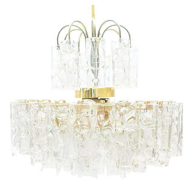 3-Tier Glass Tube Chandelier by Doria, 1960s For Sale