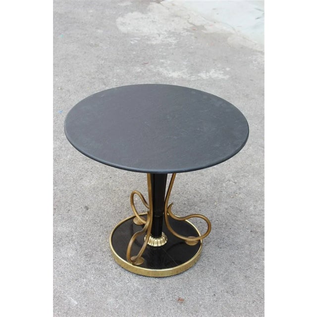 Black Mid-Century Italian Mahogany and Brass Coffee Table, 1950s For Sale - Image 8 of 11