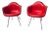 1970s Pair of Red Eames Herman Miller Padded Arm Shell Chairs For Sale