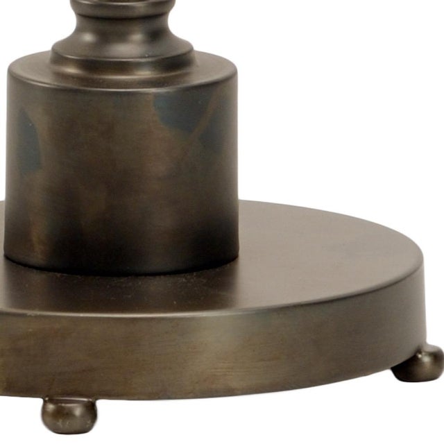 Tarnished brass table lamp with 6" of adjustment in height 39.5h x 9w x 9d