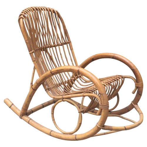 Bamboo Rocking Armchair, Italy, 1960s