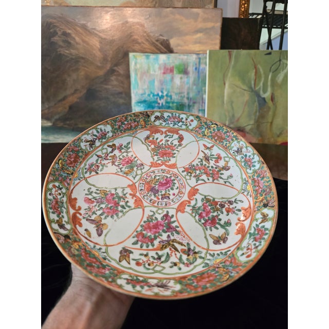 Ceramic Antique Chinese Porcelain Charger 18th Century Canton For Sale - Image 7 of 9