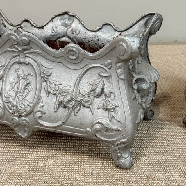 Pair Antique French Louis XIV Style Cast Iron Jardinières For Sale - Image 10 of 17