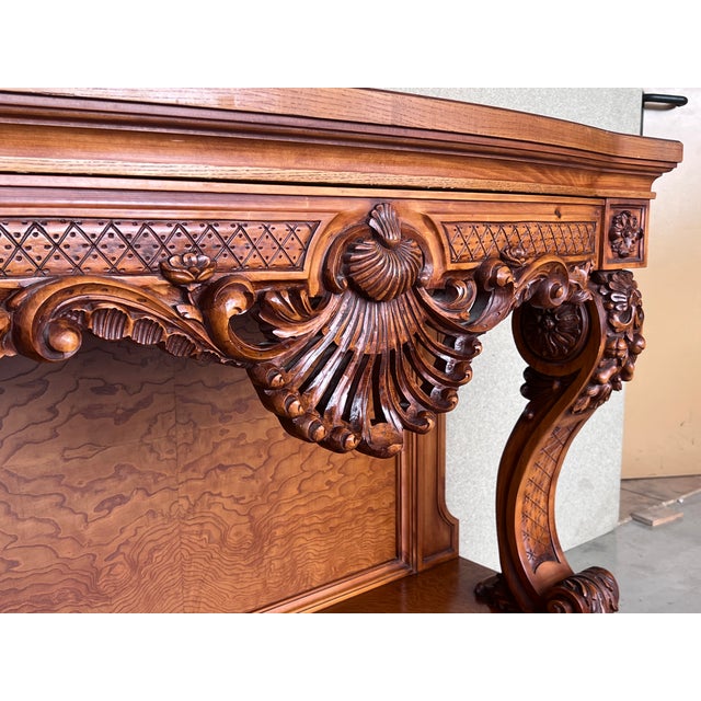 French Biedermeier Mahogany Carved Console Table With Drawer For Sale - Image 10 of 13