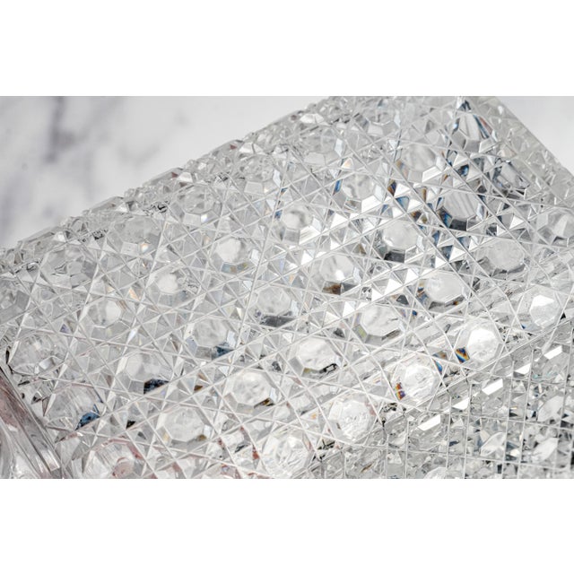 Dazzling Large Heavy Antique Cut Crystal Decanter Faceted Sphere Stopper Starburst Barware Luxury Home Decor For Sale - Image 11 of 14