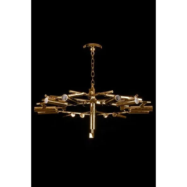 Moderne style chandelier, shown in GOLD FINISH.