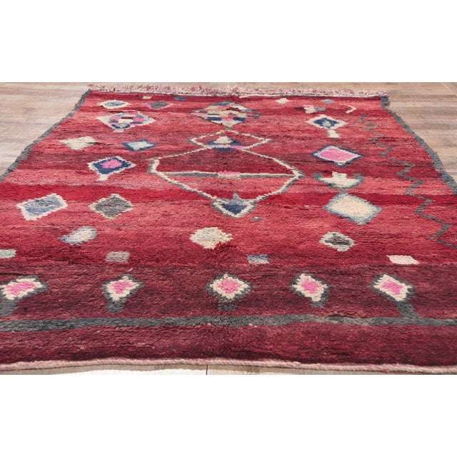 Tribal Vintage Red Boujad Moroccan Rug - 05'01 X 08'00 For Sale - Image 3 of 10