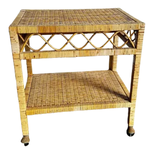 Boho Chic Wicker Two Tier Cart