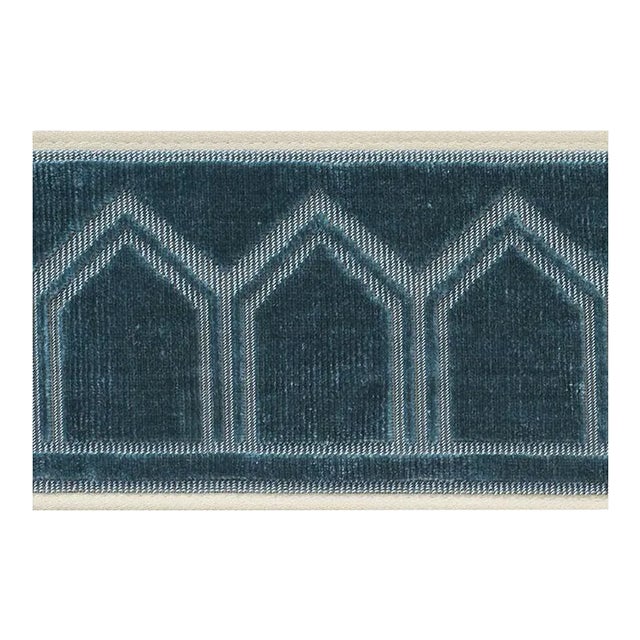 Sample - Schumacher Vizier Velvet Tape in Patina For Sale