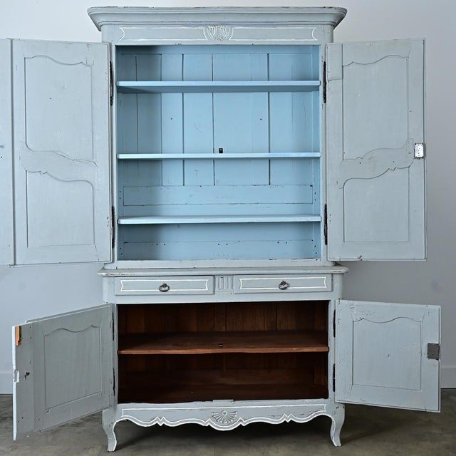 French 19th Century Louis XV Painted Buffet a Deux Corps For Sale - Image 10 of 12