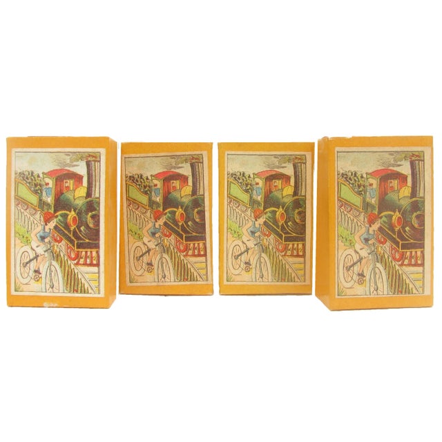 19thC. French Train Motif Boxes, Set of 4 For Sale - Image 4 of 9