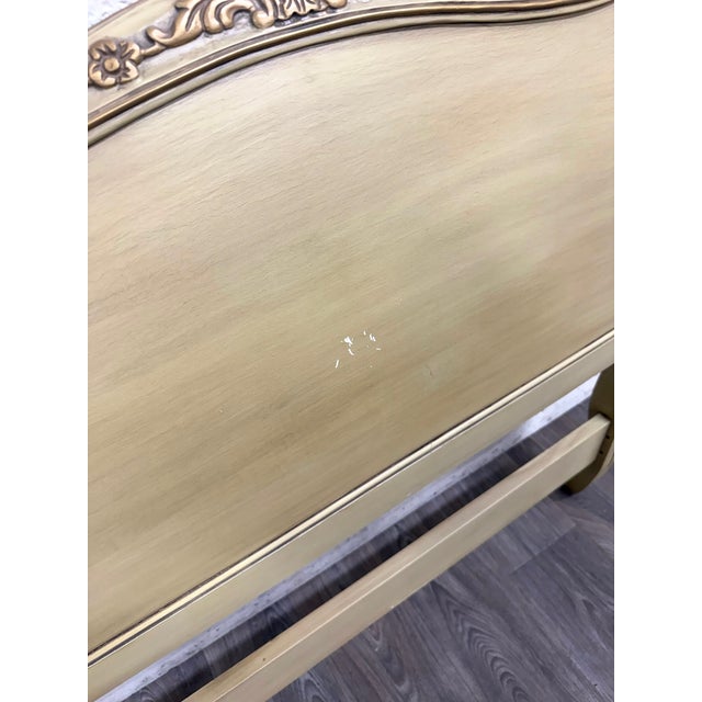 Vintage Twin Size French Provincial Louis XV Style French Bisque Cream Bed For Sale - Image 10 of 17