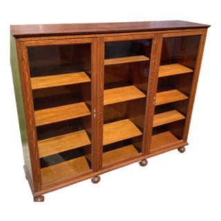 Antique Triple Oak Bookcase For Sale