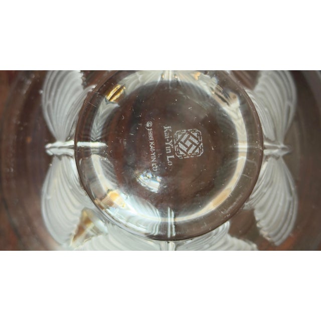 Wood Vintage Postmodern Crystal Butterfly Bowl on Stand, Signed Kai Yin Lo 1989 For Sale - Image 7 of 8