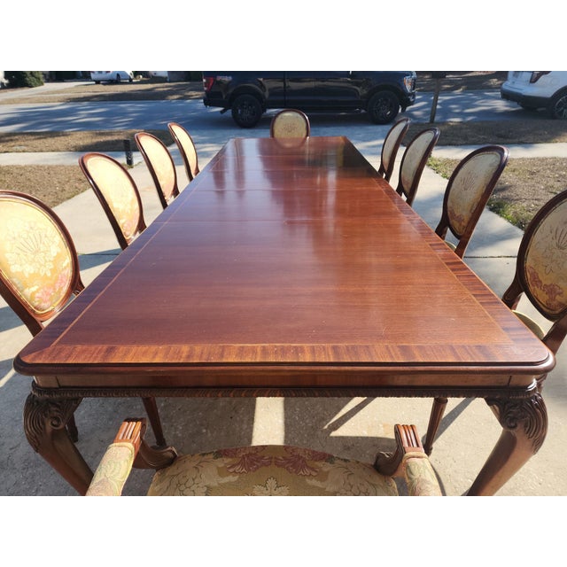 Mid-Century Modern 1980s Councill Mahogany Double-Pedestal Dining Table With 10 Chairs & 3 Leaves – Seats 10 For Sale - Image 3 of 12
