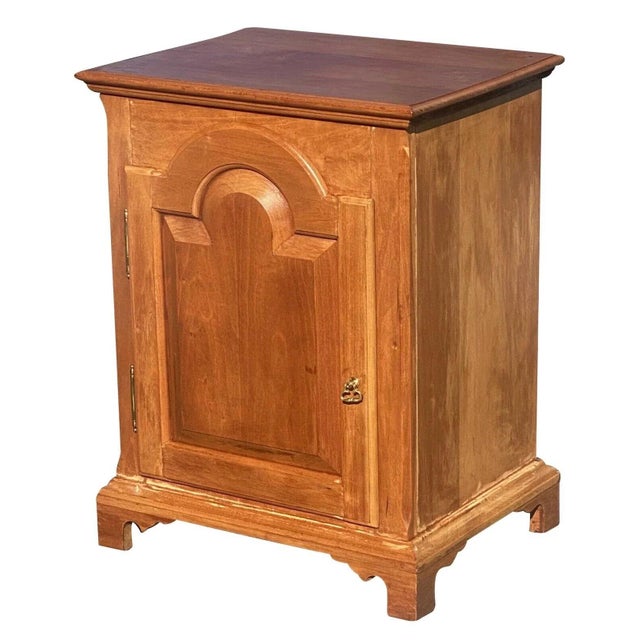 Queen Anne Vintage Queen Anne Antique Style Pennsylvania Tombstone Door Cherry Spice Chest For Sale - Image 3 of 9