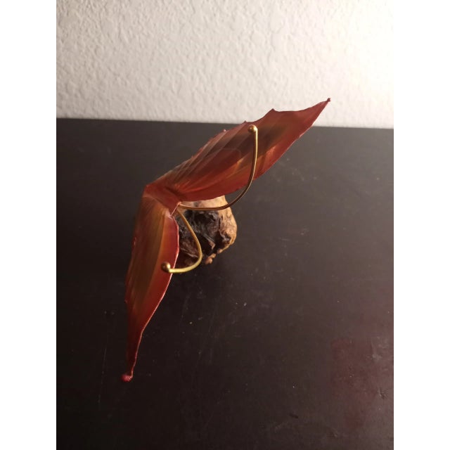 Brutalist Brutalist Brass Butterfly on Driftwood Base Sculpture For Sale - Image 3 of 8