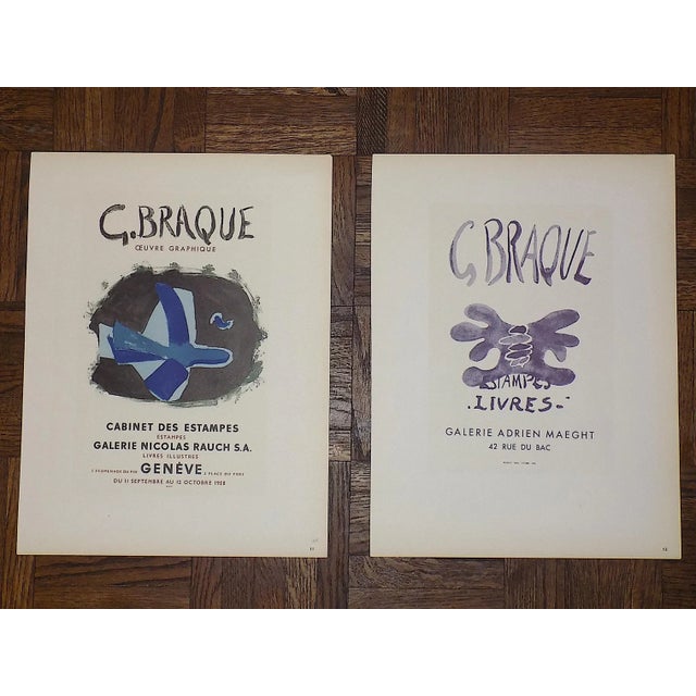 Vintage Mid Century Color Lithograph-Georges Braque-Printed by Mourlot-A Pair For Sale In Cincinnati - Image 6 of 6