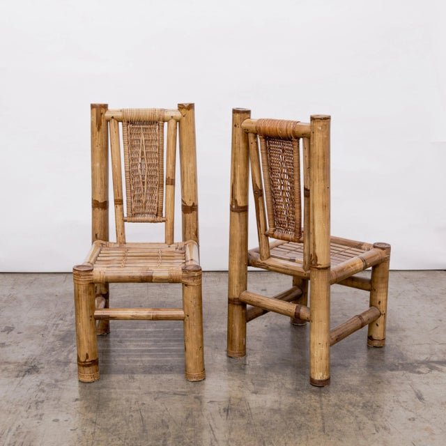 1950s Primitive Bamboo Shoot Side Chairs - Set of 4 For Sale In Los Angeles - Image 6 of 12