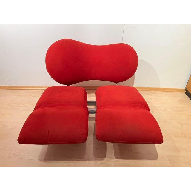 Postmodern Convertible Sofa in Red Fabric attributed to Bonaldo, Italy, 1980s For Sale - Image 6 of 18