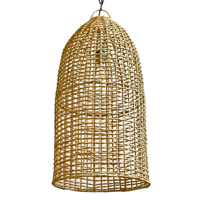 Rattan Basket Bottle Pendant Light For Sale In Los Angeles - Image 6 of 10