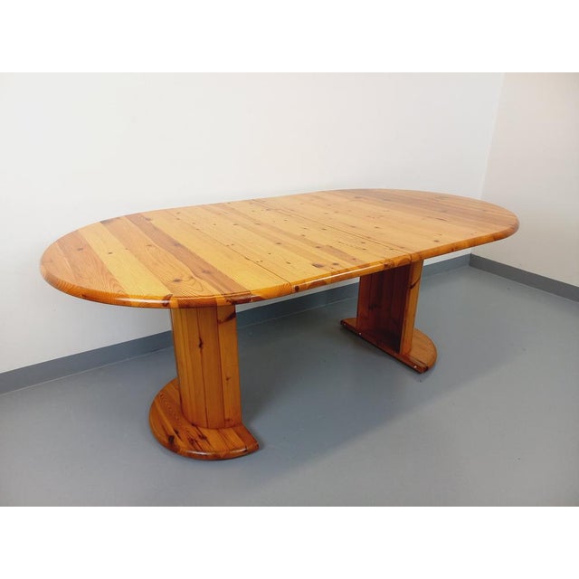 Vintage Scandinavian Round Pine Dining Table with Extensions, 1970s For Sale - Image 15 of 18