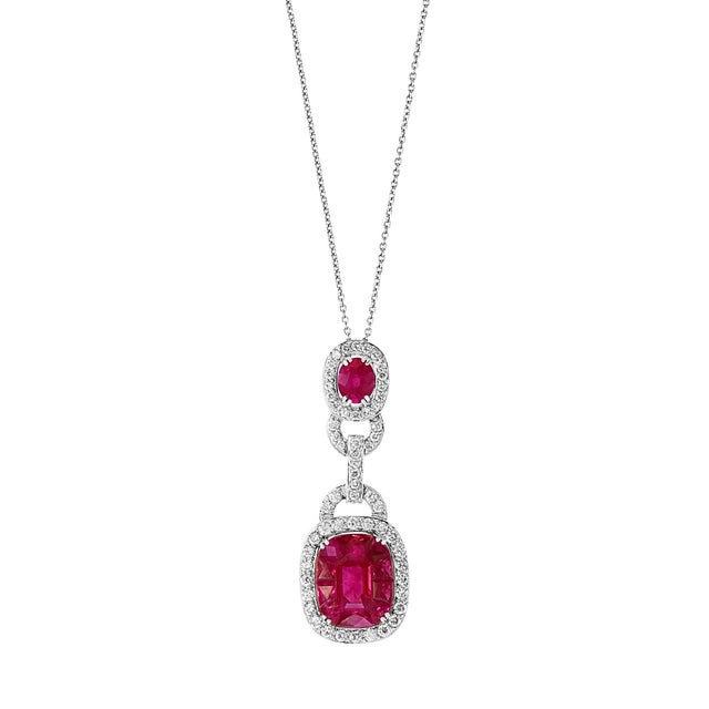 Contemporary 3.5 Carat Natural Burma Ruby and Diamond Pendant or Necklace in 18 Karat Gold For Sale - Image 3 of 18