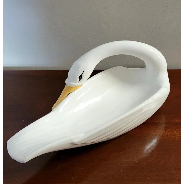 Modern Ceramic White Swan Bowl or Breadbasket For Sale - Image 4 of 6