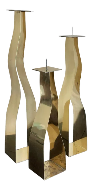 1992 Curtis Jere Brass Candle Holders- Set of 3