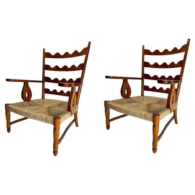 Mid-Century Sculptural Cherrywood Armchairs by Paolo Buffa, Italy, 1940s, Set of 2 For Sale - Image 9 of 9