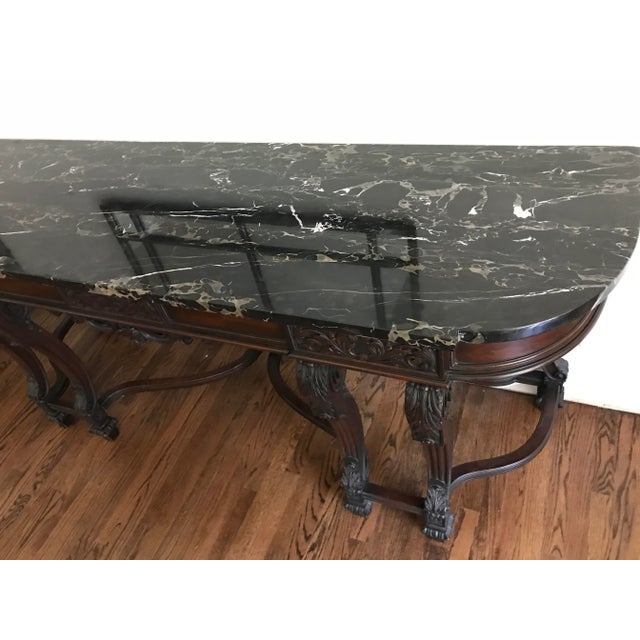 Antique 1920s Berkey and Gay Style Marble Topped Sideboard Console For Sale - Image 4 of 13