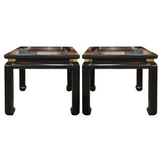 Vintage Black Chinese Style Side Tables - A Pair For Sale