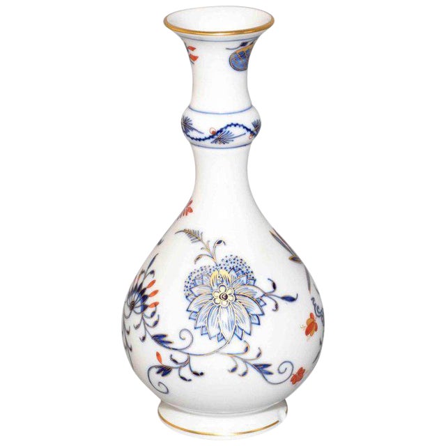 19th Century Meissen Porcelain Floral Design Bottle Vase Chairish