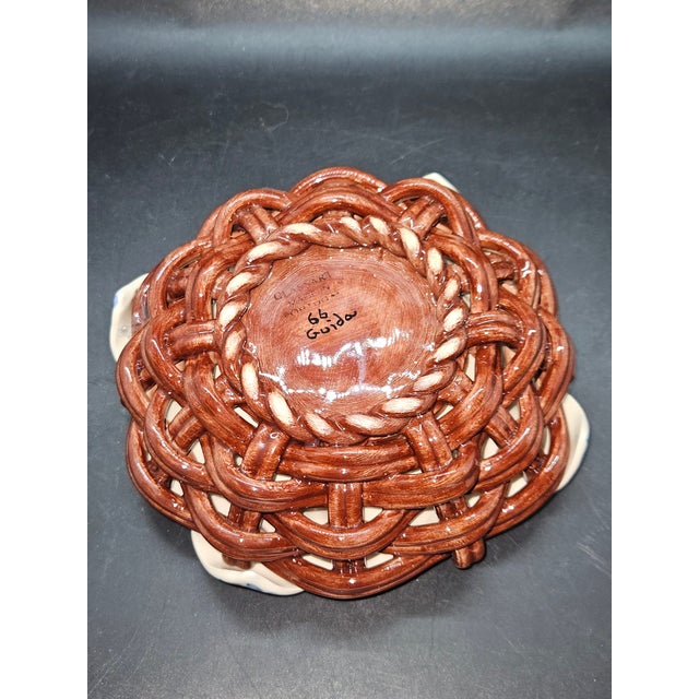 Vintage Classart Ceramic Dish in a Basket For Sale - Image 4 of 4