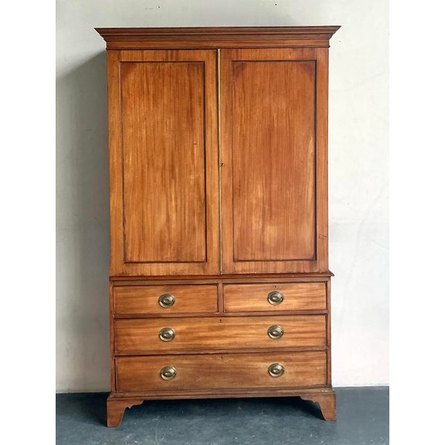 Wood Vintage Regency Federal Mahogany Linen Press For Sale - Image 7 of 7