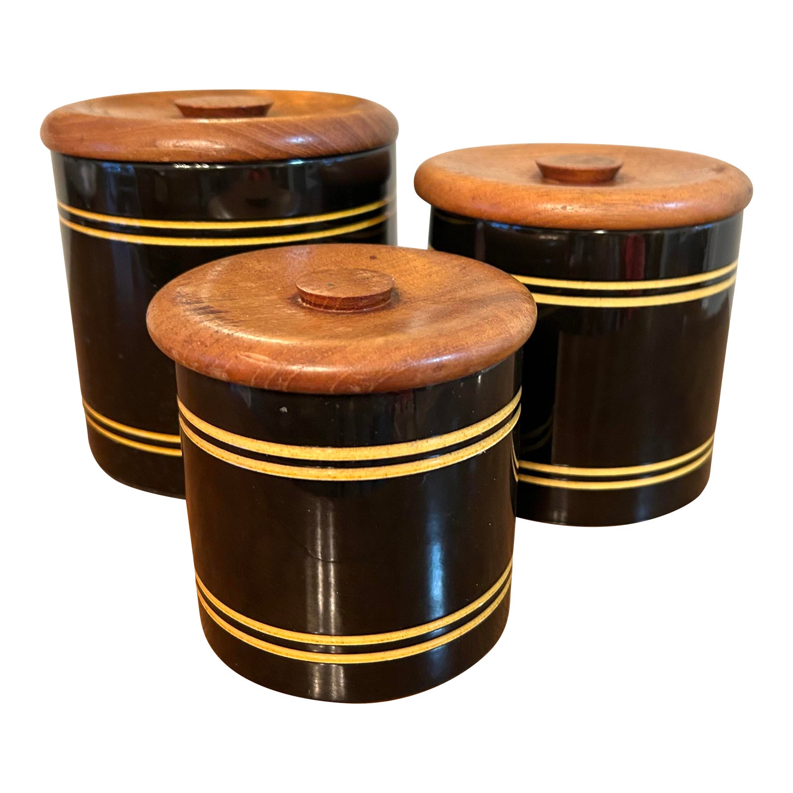 Mid-Century Swedish Modern Teak and Ceramic Canister Set by Akta Teak ...