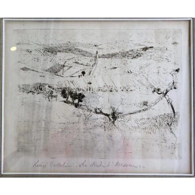 Luigi Bartolini, Landscape: The Road to Ancona, Etching, 1931, in Good conditions. Designed 1920 to 1949 This piece has an...