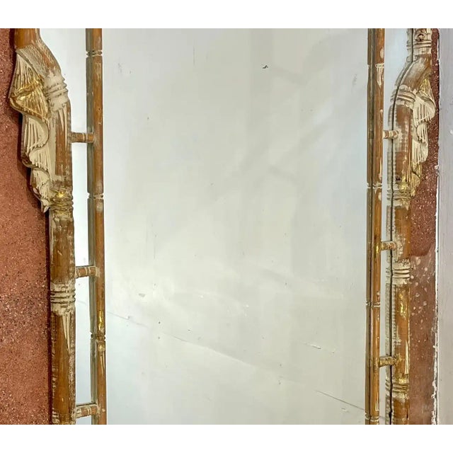 Glass Mid 20th Century Italian Beached, Gilt & Polychromed Faux Bamboo Mirror For Sale - Image 7 of 12