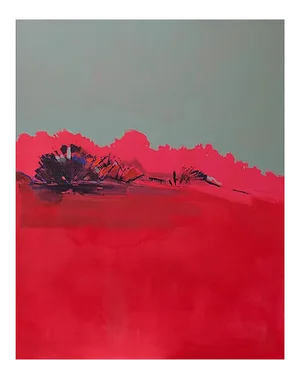 Contemplo II, Colorful Red & Large Abstract Painting, Oil on Canvas 2013-15