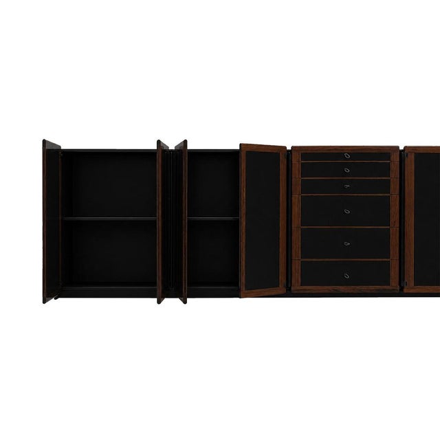 Afra & Tobia Scarpa Mid-Century Italian Black Lacquered Wood Sideboard by Afra and Tobia Scarpa, 1970s For Sale - Image 4 of 13