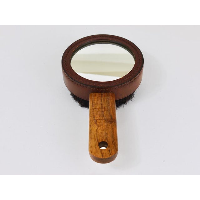 Austrian Hand Mirror in Walnut and Leather by Carl Auböck, 1950s For Sale - Image 13 of 18
