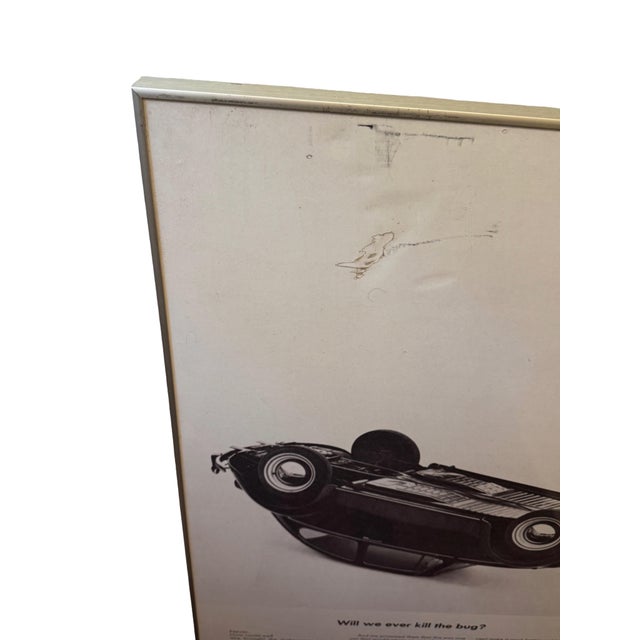 1970s Vintage Original Vw Volkswagen Showroom Poster “Will We Ever Kill the Bug?” Helmet Krone DDB Agency For Sale - Image 5 of 5
