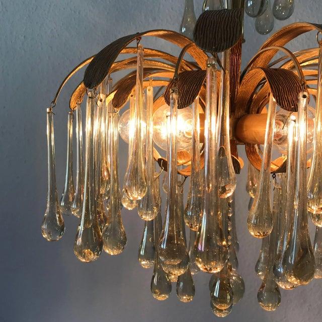 6-Light Chandelier with Glass Drops from Palwa, 1970s For Sale - Image 9 of 13