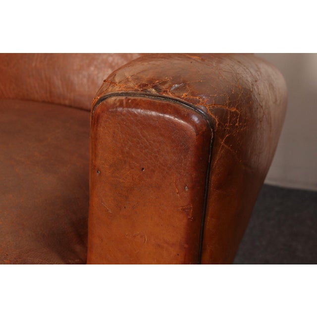 Pair of French Art Deco Leather Angled Back Club Chairs With Nailhead Decoration For Sale In New York - Image 6 of 18