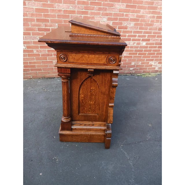 Victorian Antique Oak Lectern/Pulpit/Podium For Sale - Image 3 of 9