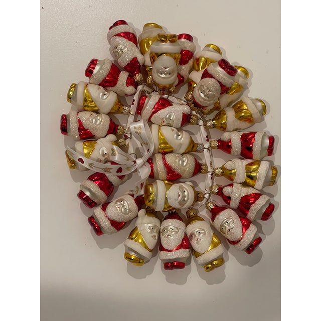 Metal 25 Small Santas Vintage Christmas Ornaments For Sale - Image 7 of 9