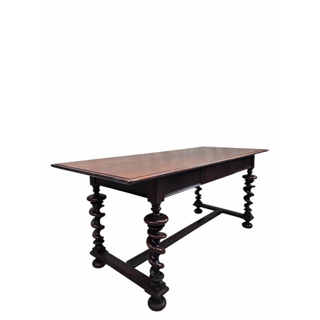 Jacobean Antique Jacobean Revival Style Barley Twist Desk With Chair For Sale - Image 3 of 12
